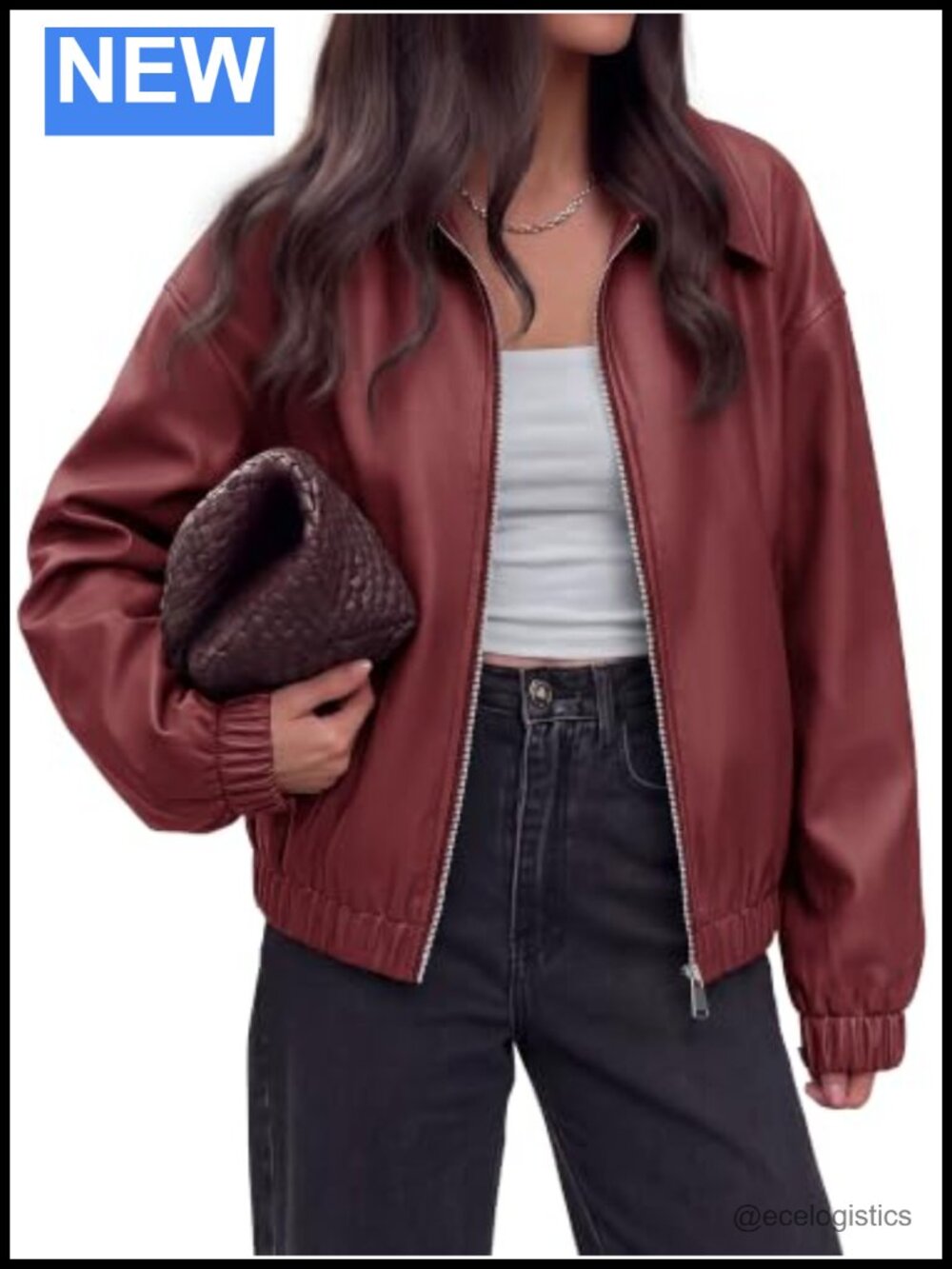 Women's Oversized Faux Leather Bomber Jacket Zip Up Fall Winter Coat